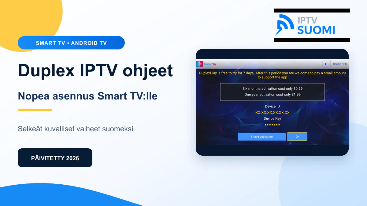 Duplex IPTV ohjeet 2026 – kuvallinen asennusopas