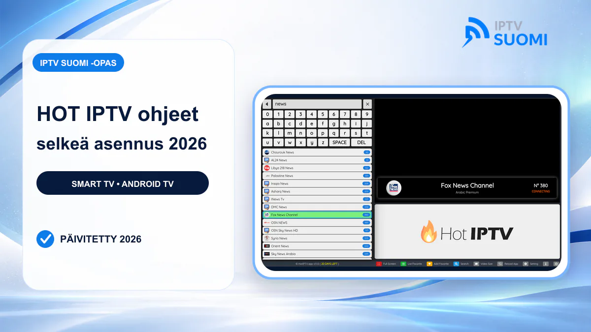 HOT IPTV ohjeet 2026 – IPTV SUOMI Smart TV -asennus