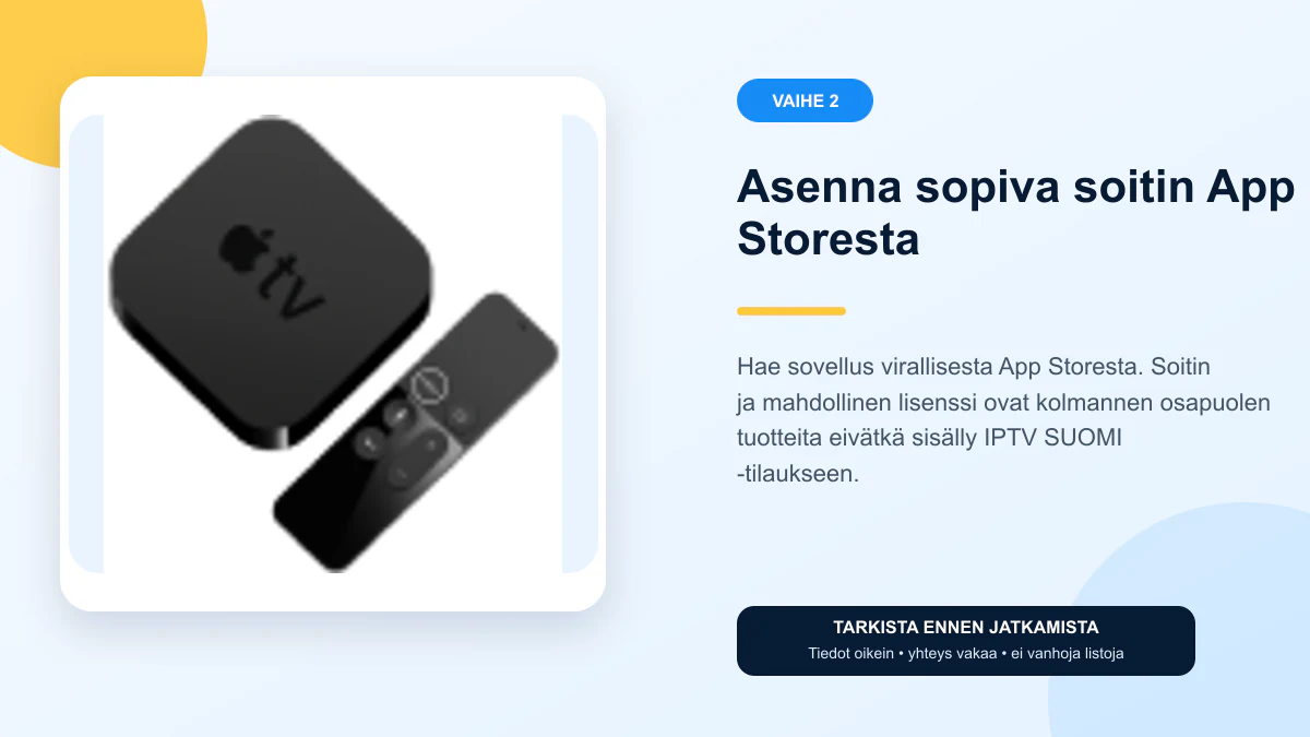 IPTV Apple TV ohjeet vaihe 2 – Asenna sopiva soitin App Storesta