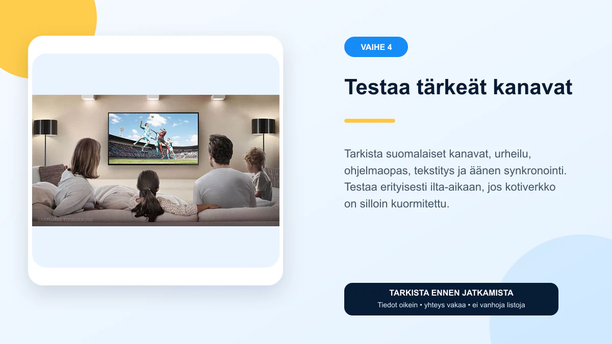 IPTV Smart TV ohjeet vaihe 4 – Testaa tärkeät kanavat