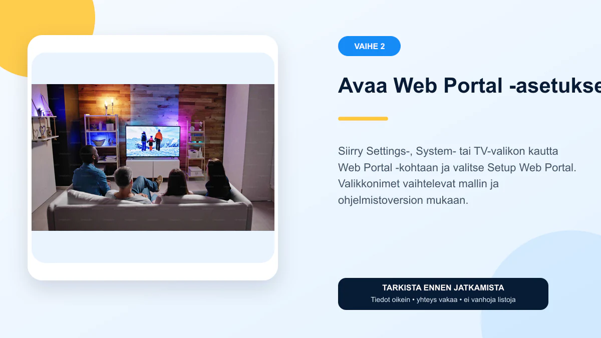 IPTV TVIP ohjeet vaihe 2 – Avaa Web Portal -asetukset