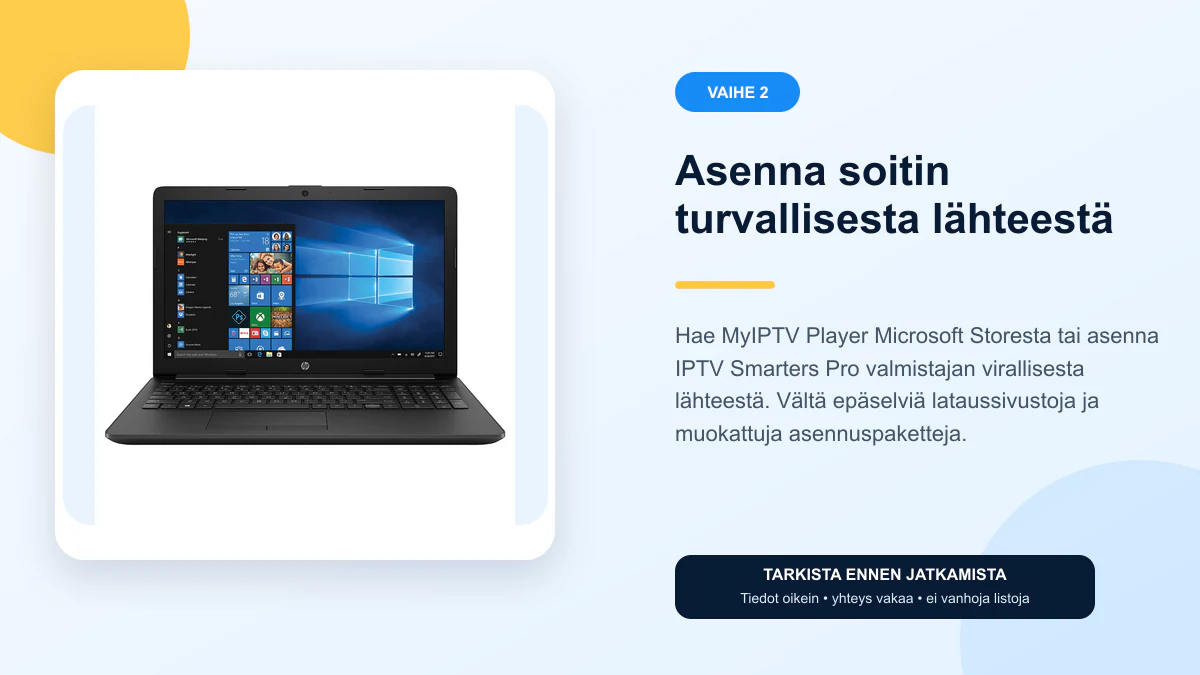 IPTV Windows ohjeet vaihe 2 – Asenna soitin turvallisesta lähteestä