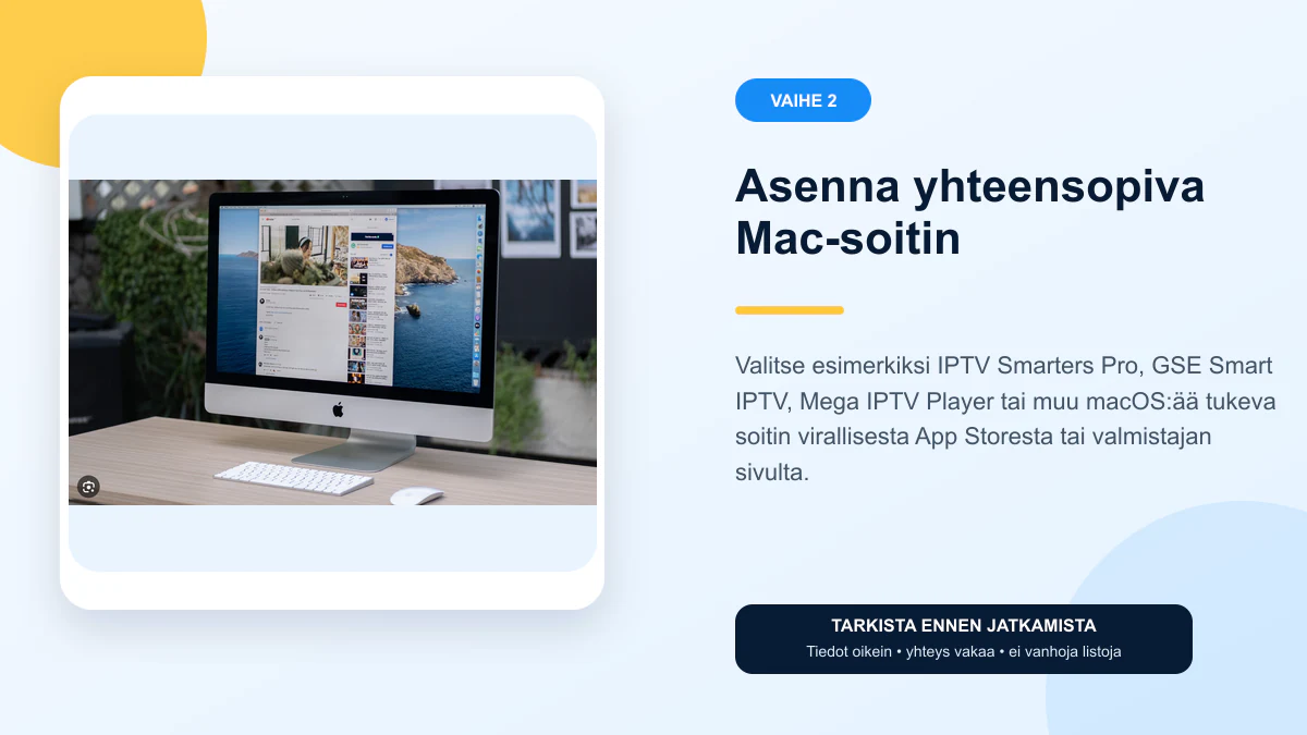 Mac IPTV ohjeet vaihe 2 – Asenna yhteensopiva Mac-soitin