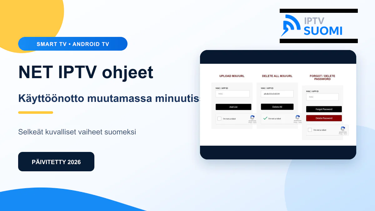 NET IPTV ohjeet 2026 – kuvallinen asennusopas